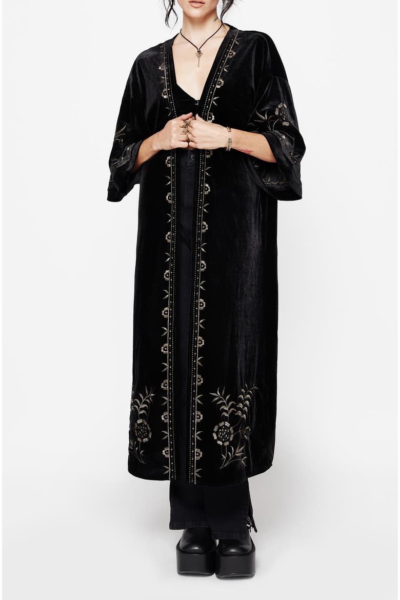 Kobra Velvet Snake Longline Robe, Main, color, Black