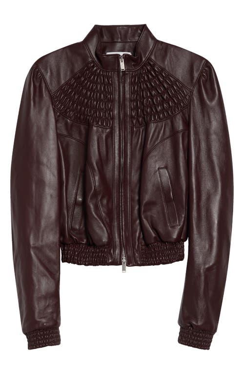 Alexander Mcqueen Mcqueen Smocked Lambskin Leather Bomber Jacket In Lacquer