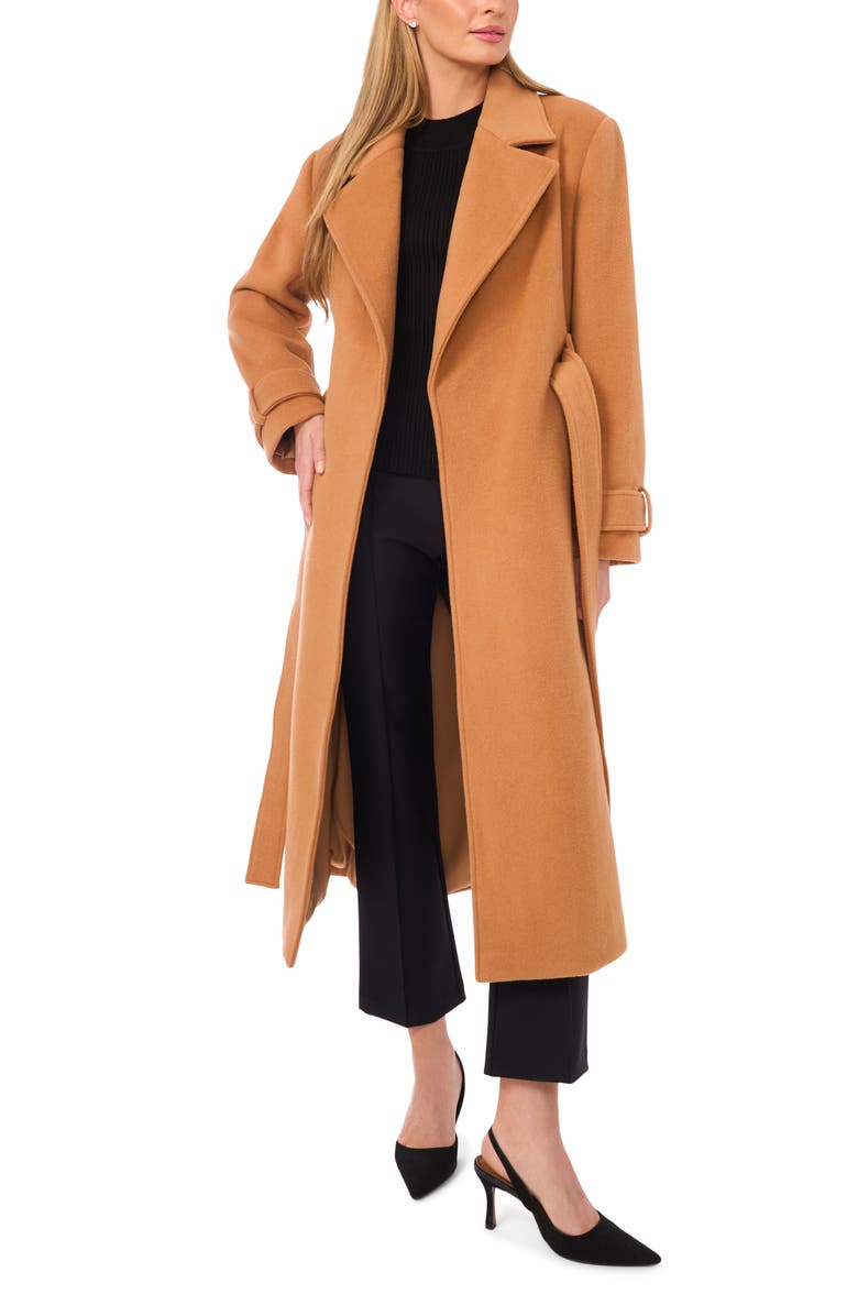Ted Baker Wool Blend Wrap Coat, Alternate, color, Nougat