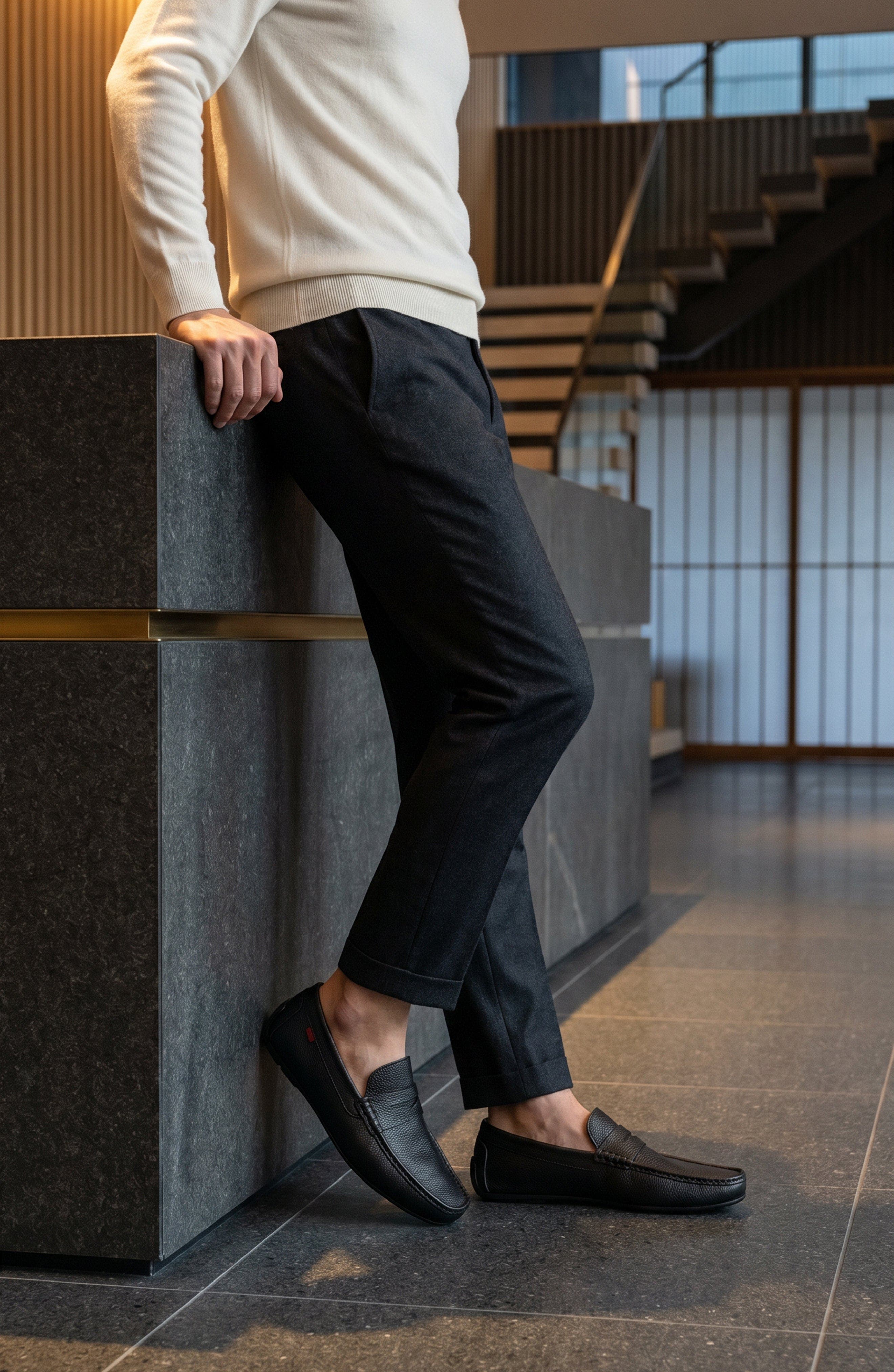 West Village Leather Slip On Penny Loafer, Alternate, color, Black Grainy Leather