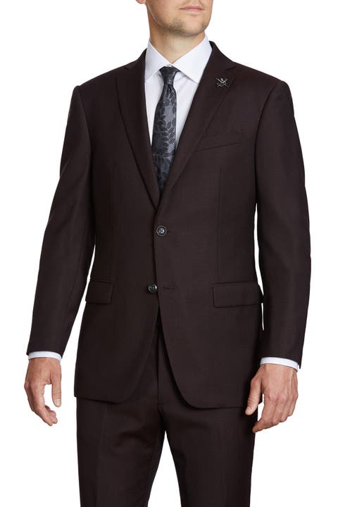 Red Two Button Notch Lapel Suit Separates Jacket