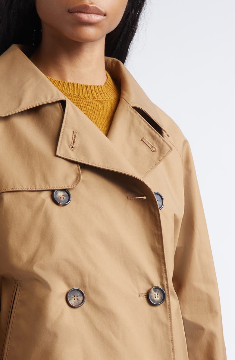 Max Mara Tesora Water Repellent Short Trench Coat, Alternate, color, Brown