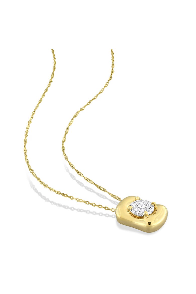 Lab-Grown Diamond Solitaire Puffed Necklace 14k, Alternate, color, Yellow Gold