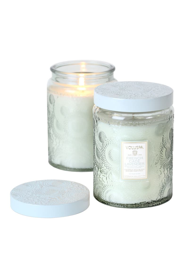 Japonica French Cade Lavender Large Embossed Jar Candle, Main, color, NO COLOR