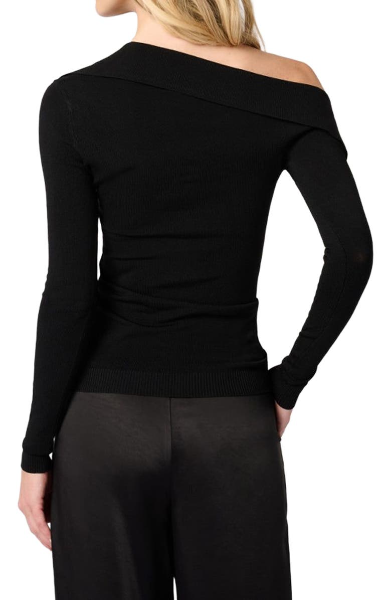 WeWoreWhat Off The Shoulder Collared Shirt, Alternate, color, Black