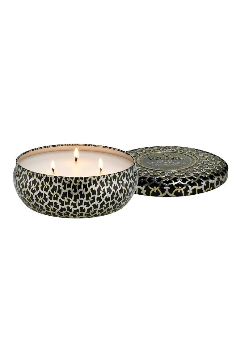 Crisp Champagne 3-Wick Tin Candle, Alternate, color, CRISP CHAMPAGNE