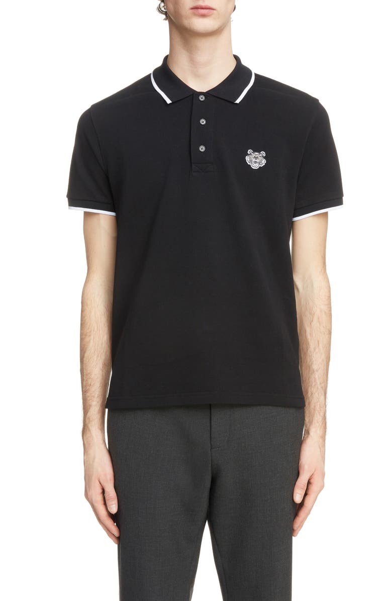 KENZO Tiger Crest Tipped Piqué Polo, Main, color, 