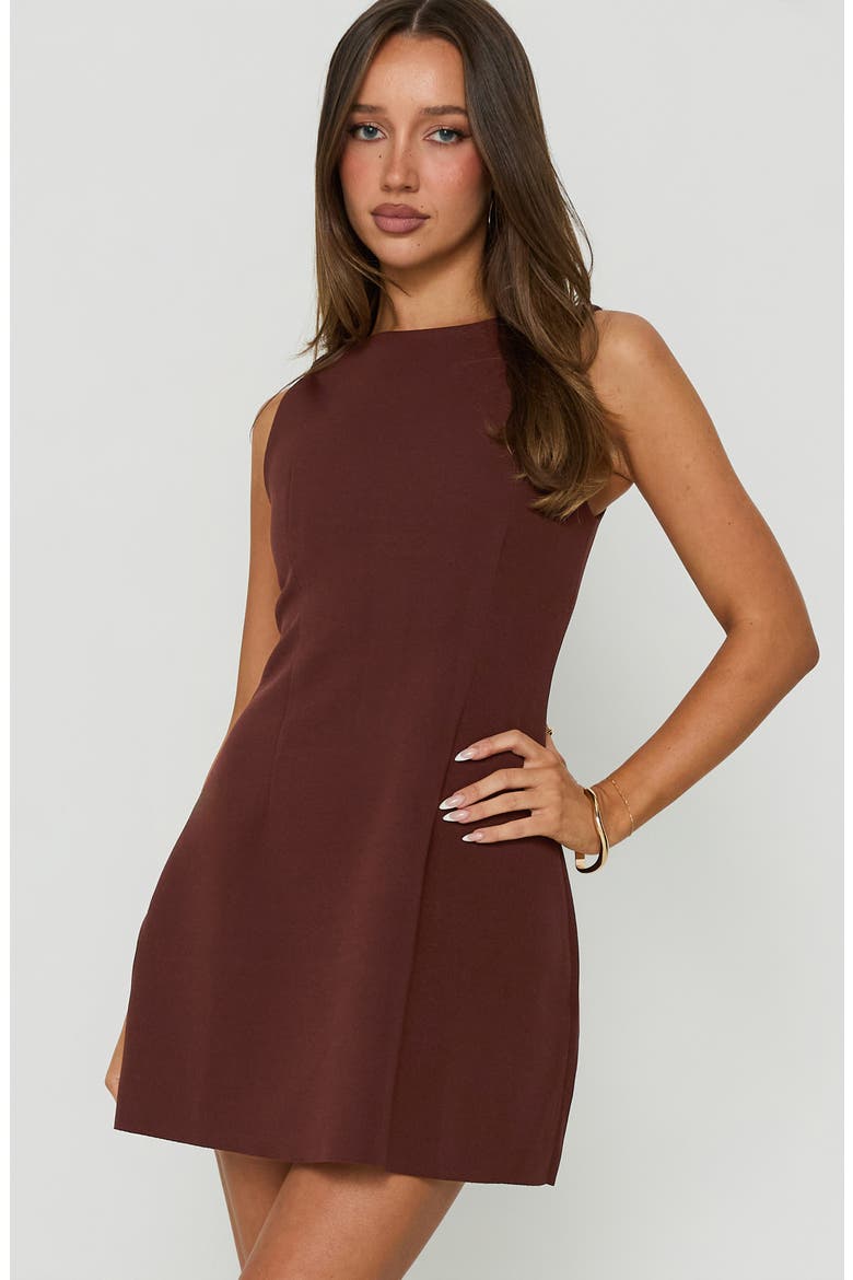 Anse Crewneck Minidress, Alternate, color, CHOCOLATE