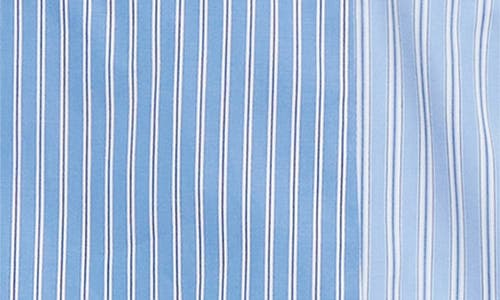 Sacai Stripe Overlay Poplin Button-up Shirt In Blue