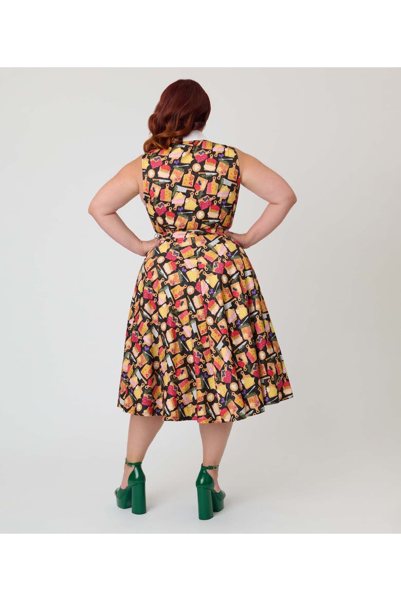 Plus Size Sleeveless Darlene Dress, Alternate, color, Black Charcuterie Print