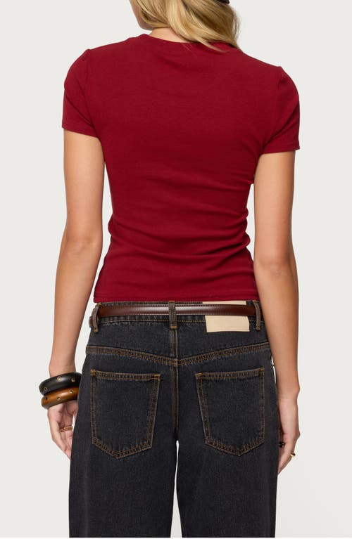 Edikted Daphney Rib T-shirt In Burgundy
