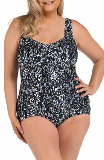 Shirred Girl Leg One-Piece Swimsuit
