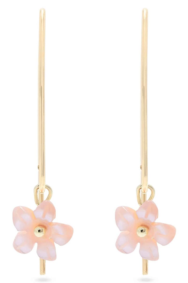 Sterling Silver & Mother-of-Pearl Flower Drop Earrings, Main, color, YELLOW GOLD