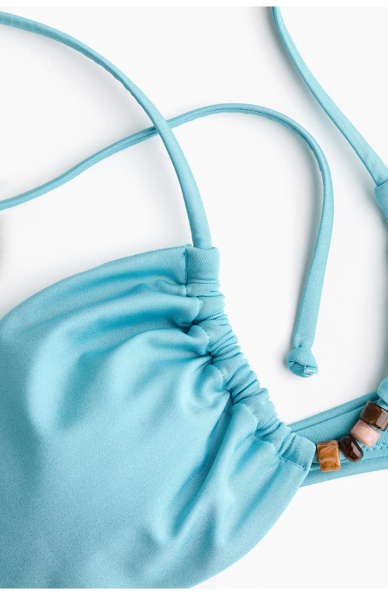 H&M Padded Halterneck Bikini Top, Alternate, color, Turquoise
