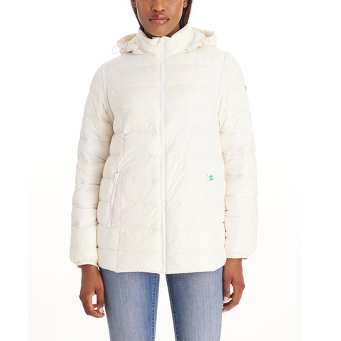 ◆UMBRO◆ Women's Cozy Silhouette Goose Down Jacket Ivory UP BLACK GOOSE DOWN FUR JACKET