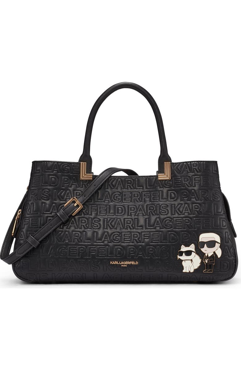 KARL LAGERFELD PARIS Meribel Satchel, Main, color, Black/Gold