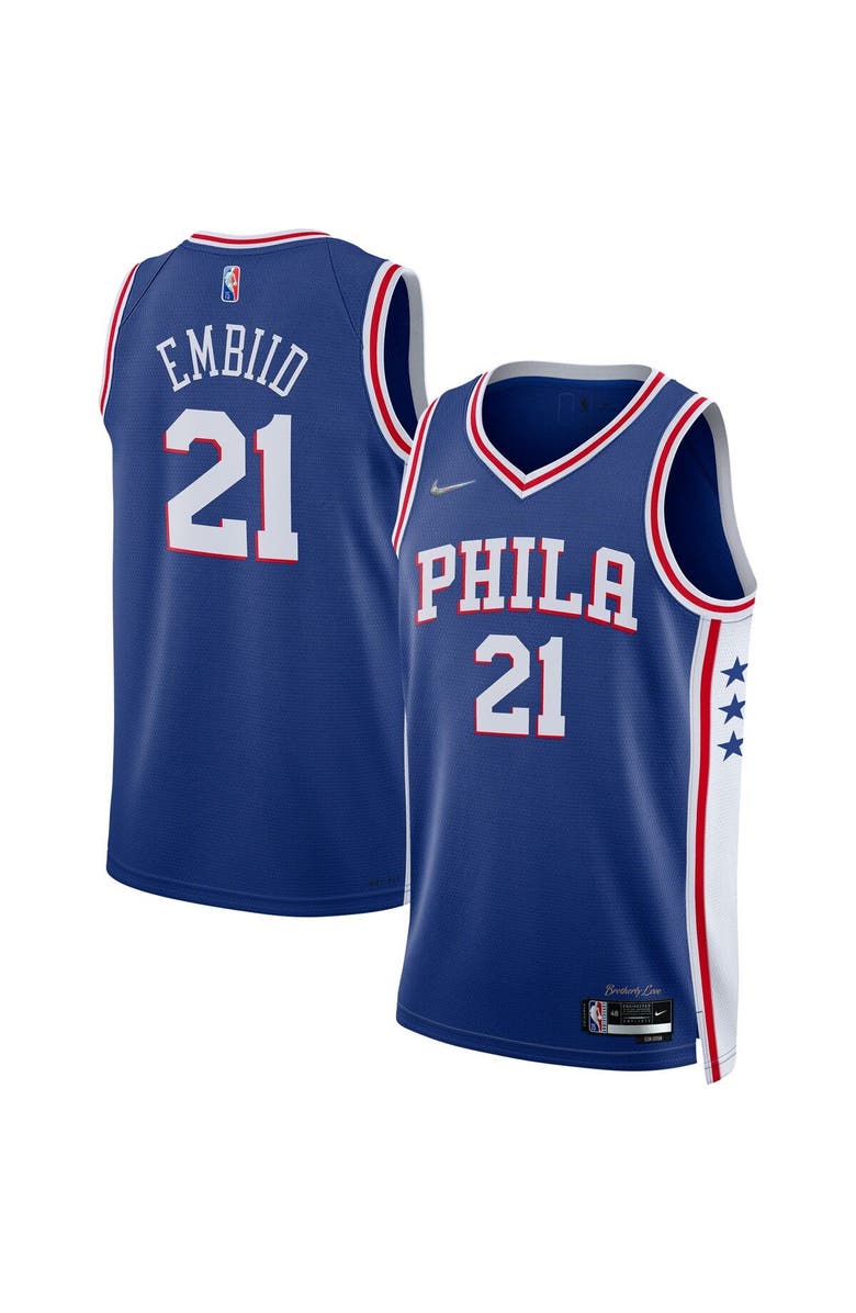 Nike Men's Nike Joel Embiid Royal Philadelphia 76ers 2021/22 Diamond Swingman Jersey - Icon Edition, Alternate, color, 