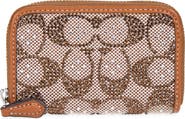 COACH Small Crystal Signature Logo Jacquard Zip Around Card Holder