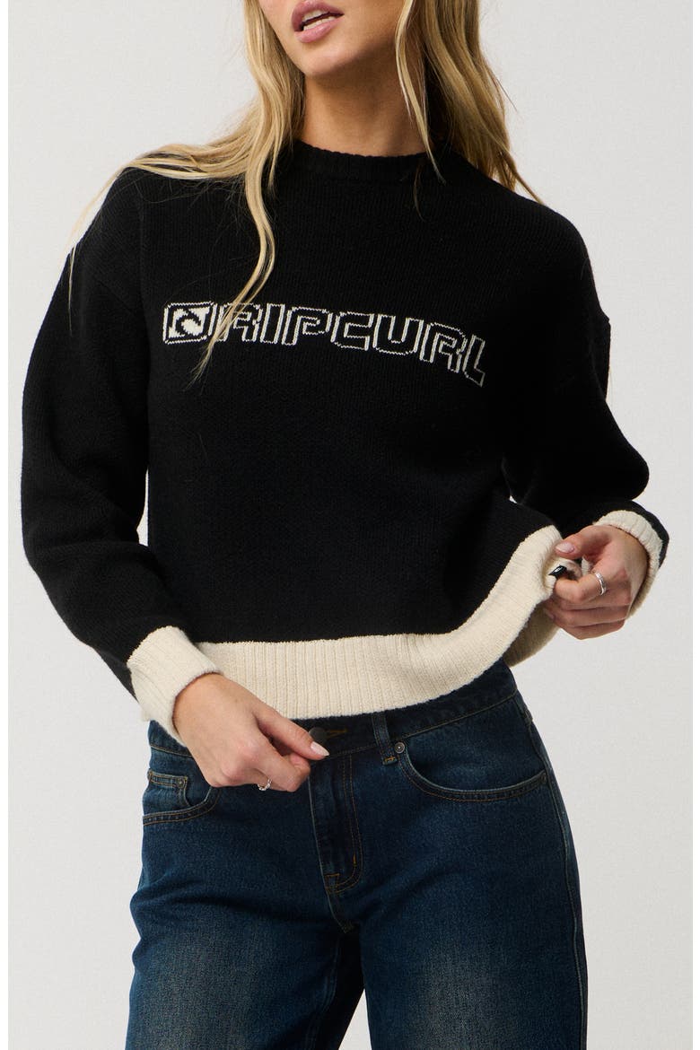 Archive Script Sweater, Main, color, BLACK