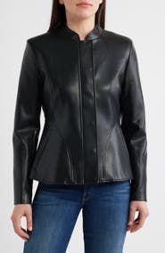 Via Spiga Zip Front Faux Leather Jacket