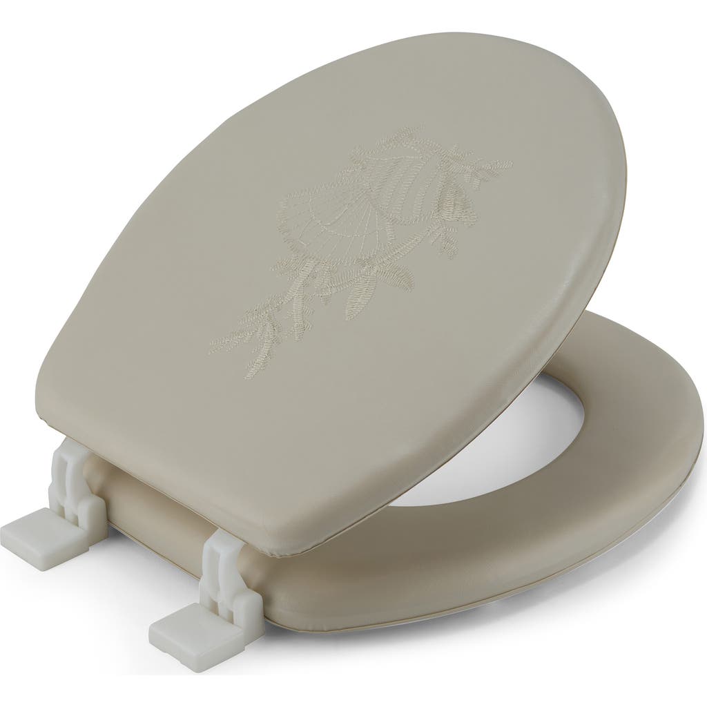 J&v Textiles J And V Textiles Embroidered Padded Soft Round Toilet Seat In Gray