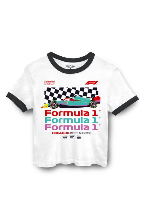 Formula 1 Graphic Cropped Ringer T-Shirt