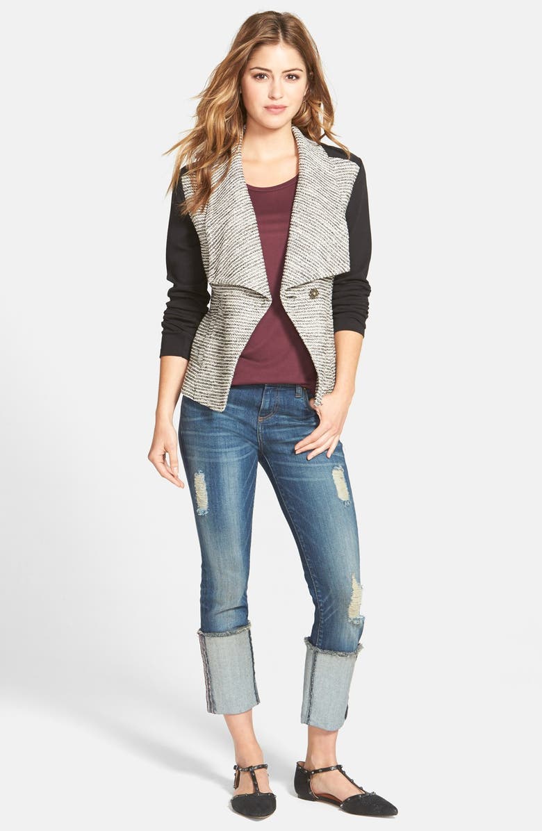 Halogen<sup>®</sup> Bouclé & Knit Drape Collar Jacket, Alternate, color, 