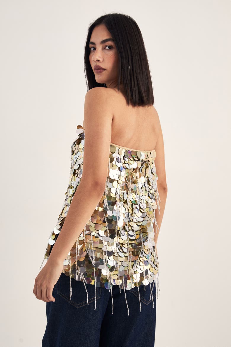 Disc Tassel Bandeau Top, Alternate, color, Gold