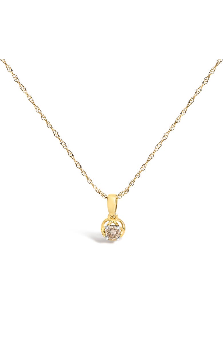 Haus of Brilliance 14K Yellow Gold Plated Silver 1/5 Cttw Diamond Openwork Pendant Necklace, Main, color, Yellow Gold Over Silver