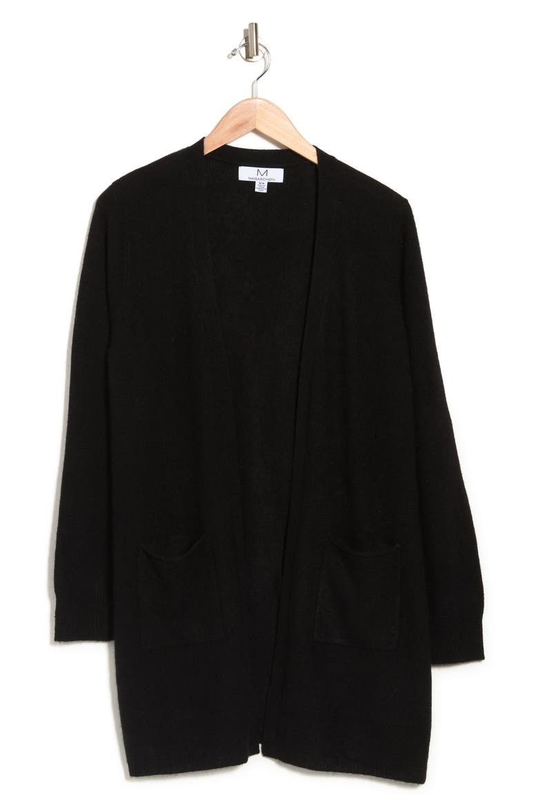 Cashmere Long Sleeve Cardigan, Alternate, color, BLACK