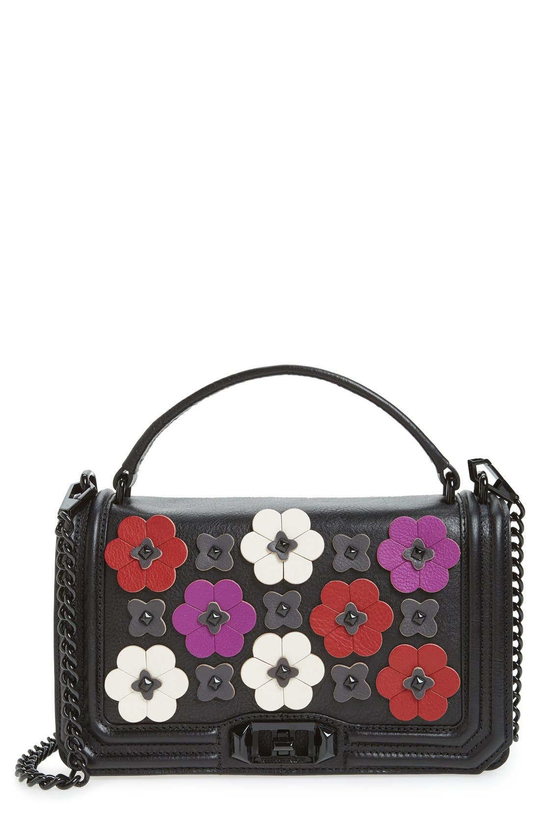 Rebecca Minkoff Love Floral Appliqué Crossbody Bag, Main, color, 