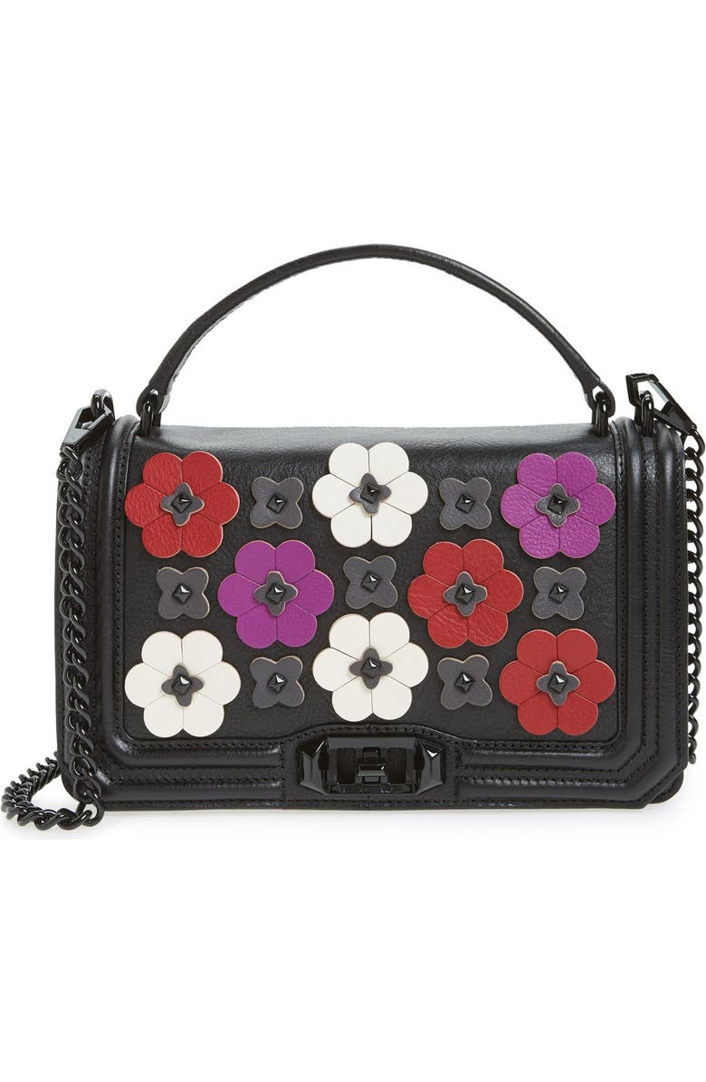 Rebecca Minkoff Love Floral Appliqué Crossbody Bag, Main, color,