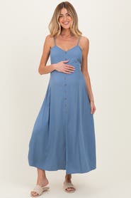 PinkBlush Button Accent Midi Dress