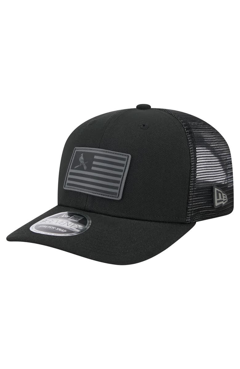 New Era Men's New Era Black St. Louis Cardinals Tonal Flag 9SEVENTY Stretch-Snap Hat, Main, color, 