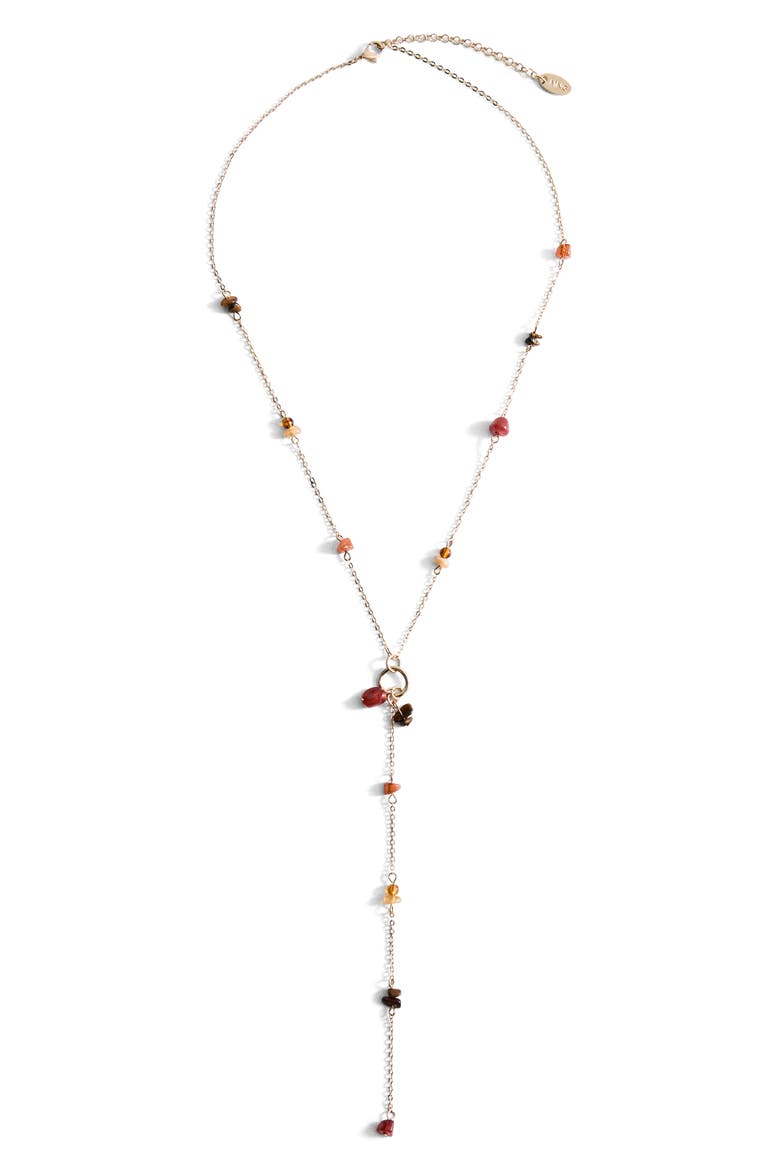 Stone Bead Y Necklace, Main, color, GOLD