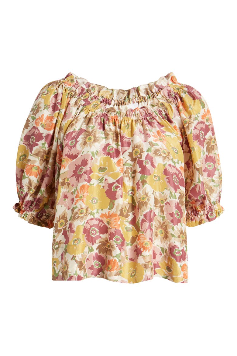 The Garland Floral Print Silk Blouse, Alternate, color, GOLDEN LILAC FLOWER