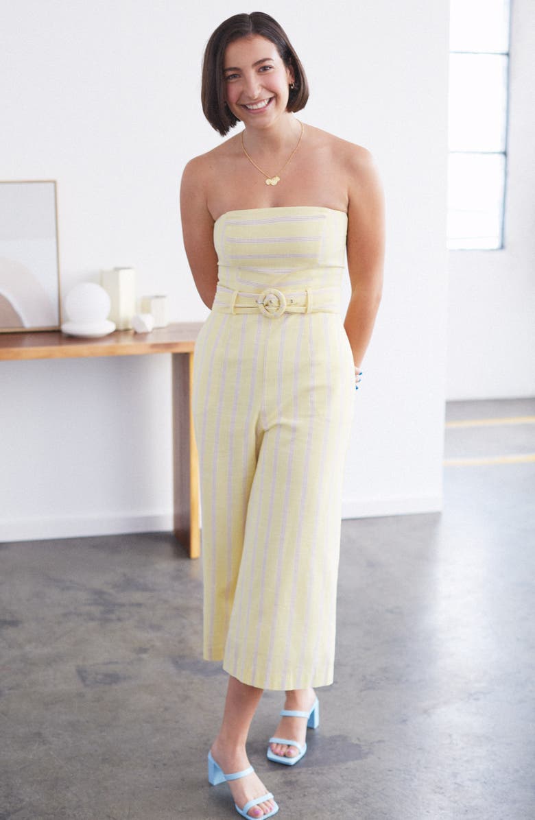 Anzie Blue Topaz Baguette Stud Earrings, Alternate, color, Yellow Gold/ Blue