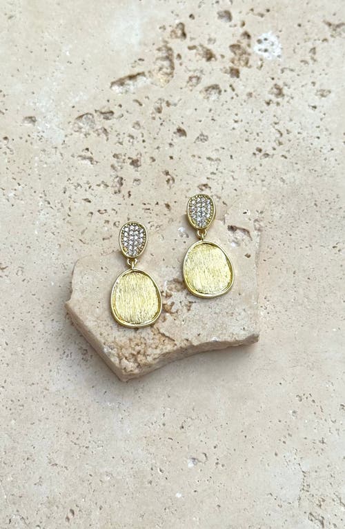 Adornia 14k Gold Plated Satin Finish Crystal Drop Earrings In Gold