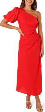 Petal & Pup Kimmie Cutout Puff Sleeve One-Shoulder Maxi Dress