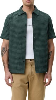 Les Deux Check Cotton Seersucker Button-Up Shirt