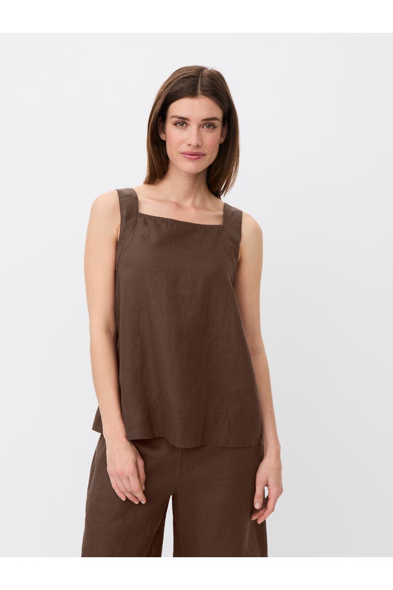 Madisa Linen Square Neck Top, Main, color, Sh. Chocolate