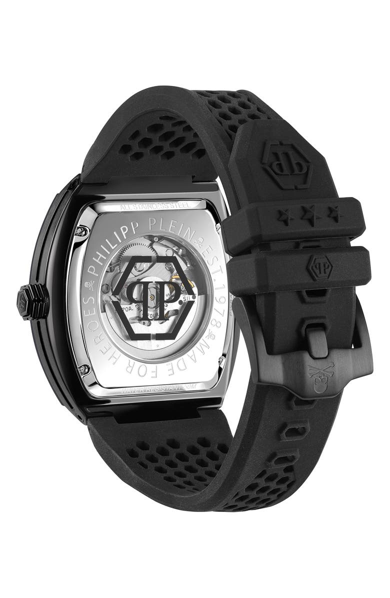 PHILIPP PLEIN The Skeleton Silicone Strap Watch, 44mm, Alternate, color,