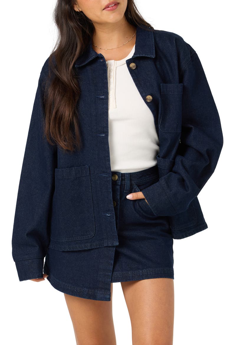 OG Chance Denim Jacket, Main, color, DARK INDIGO WASH