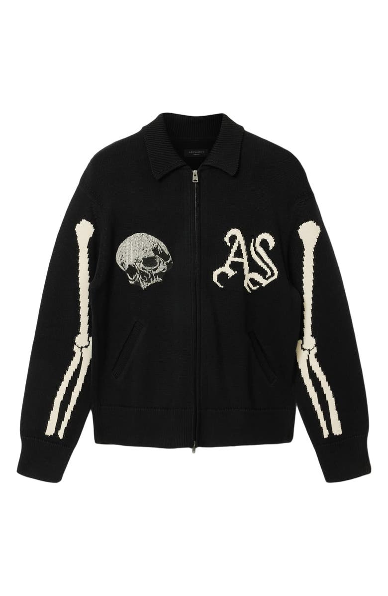 AllSaints Adrian Zip Cardigan, Alternate, color, Black