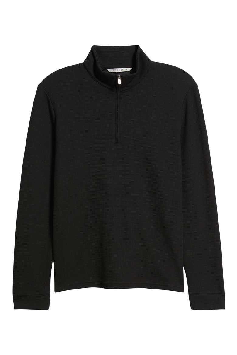 Waffle Quarter Zip Pullover, Alternate, color, BLACK