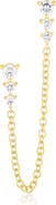 EF Collection Single Double Piercing Diamond Chain Drop Earring
