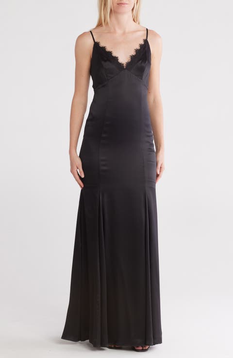 Zanna Lace Trim Silk Gown