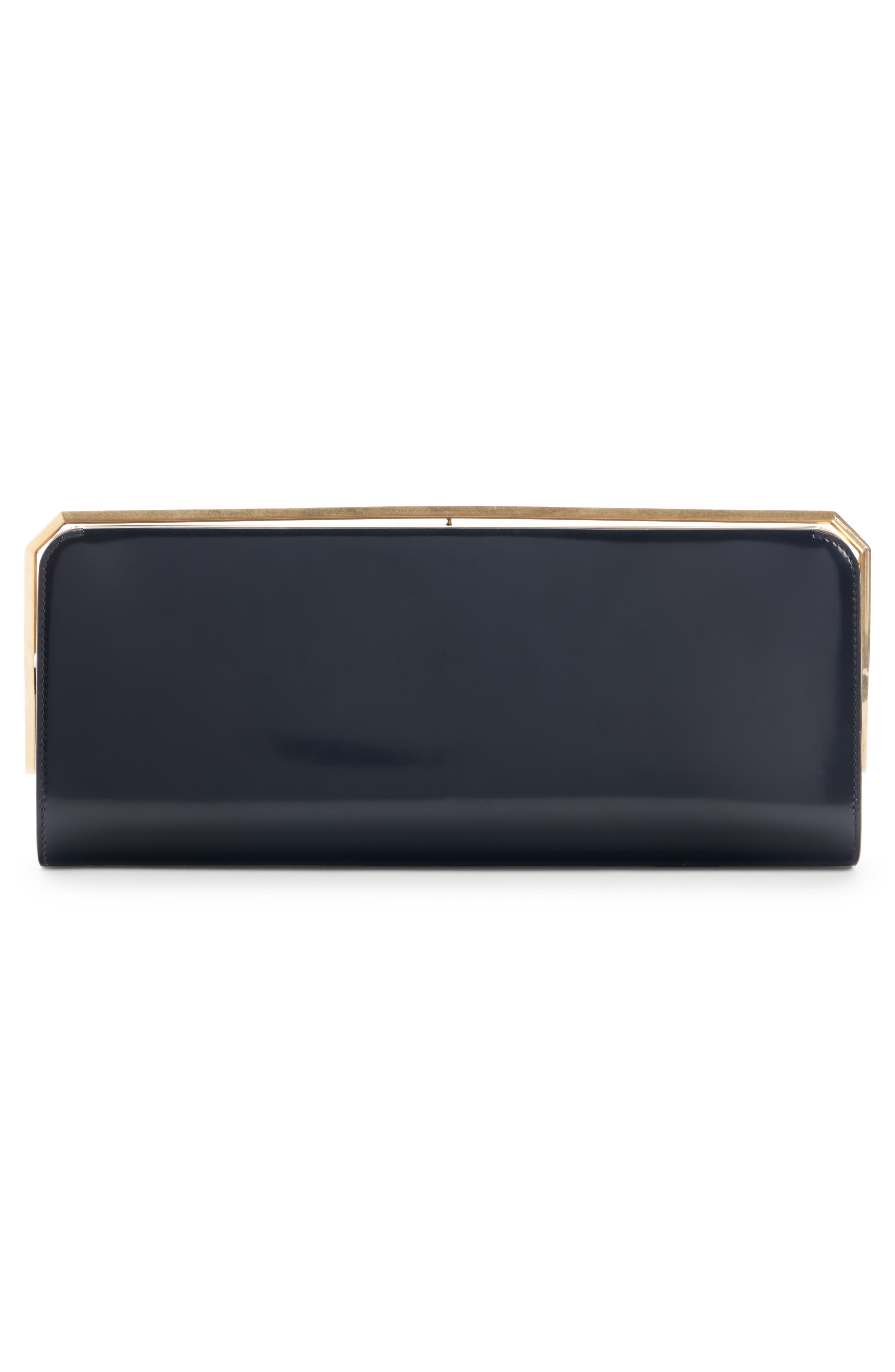 Saint Laurent SLP Patent Leather Frame Clutch, Alternate, color, 