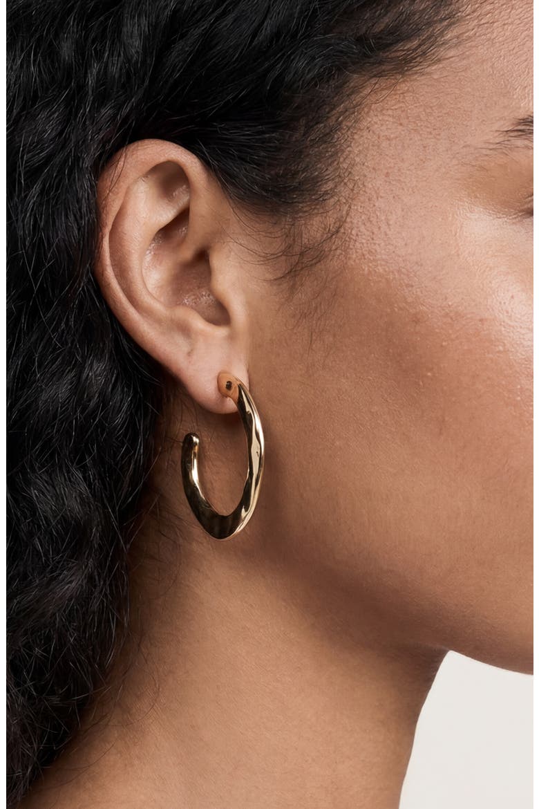Hammered Hoop Earrings, Alternate, color, GOLD