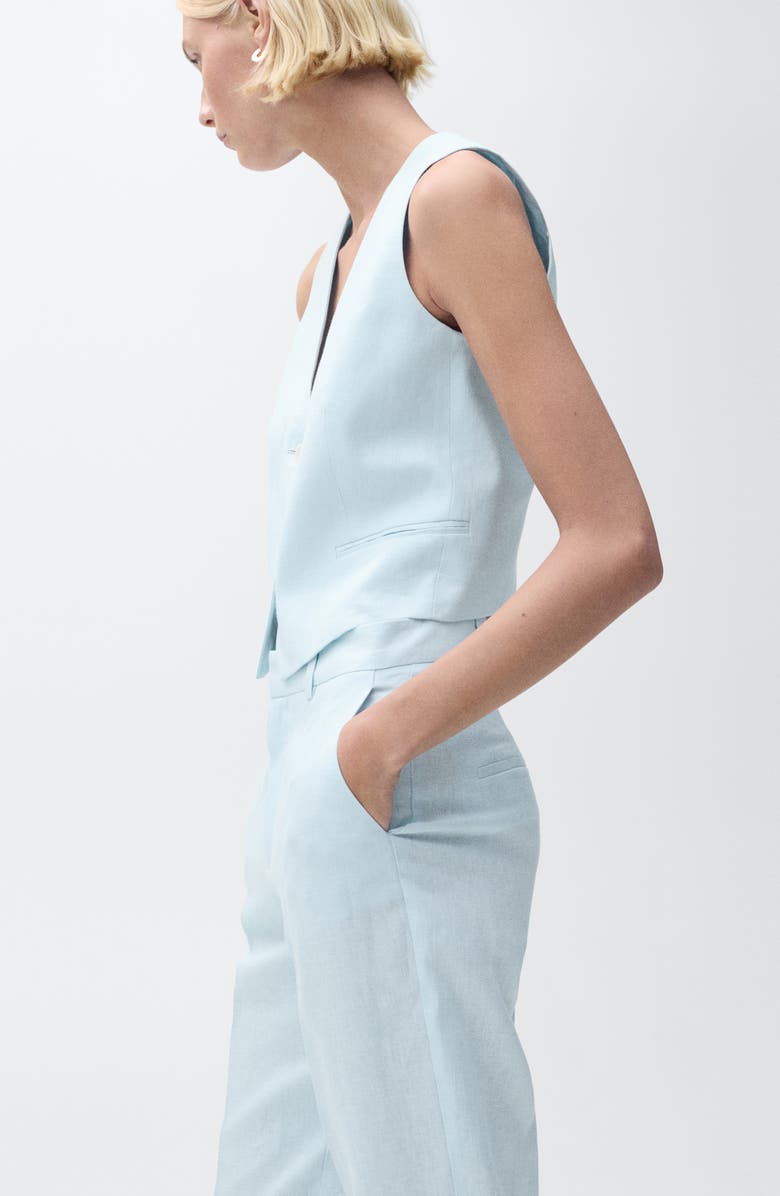 MANGO Boreli Linen Pants, Alternate, color, Sky Blue